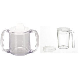 Homecraft Caring Mug, Small, Non-Retail Packed, Two-Handled Mug for Easy, Mess-Free Drinking, Cup with Easy to Grip Contoured Handles for Users with Limited Grip Strength or Disabilities