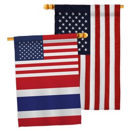 Thailand US Friendship House Flags Pack Regional USA American Alliance World Country Particular Area Embroidery Small Decorative Gift Yard Banner Double-Sided Made In 28 X 40