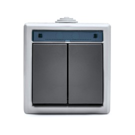 FAMATEL Double Switch | Recessed Socket | Aquant 55 Series | IP55 | Waterproof | Easy to Install | Aluminum | Grey