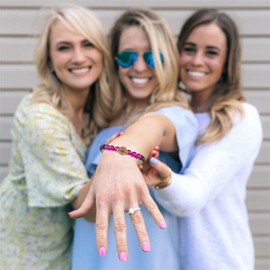 Auoy Dhof Tiger Eye Stone Bracelet Beaded Couple Bracelet for Women and Men Titanium Steel Chain Adjustable 8 mm (Red evil eye)