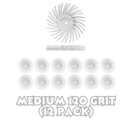 Dedeco Sunburst Radial Bristle Discs 12-Pack - 7/8" Curved Dual Discs - White 120 Grit (Medium) - Aluminum Oxide for Polishing & Finishing