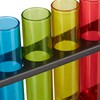 Relaxdays, bunt Reagenzgläser Shotgläser, 6 witzige Schnapsgläser mit Ständer, 4