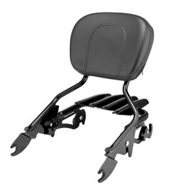 Mofun Passenger Backrest Sissy Bar Quick-Detach with Luggage Rack Compatible with Harley Touring Road King Street Road Electra Glide Gloss 2009-2024 Black