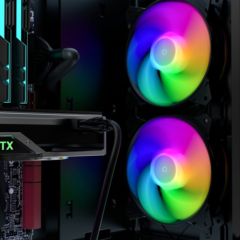upHere 120mm 3PIN Case Fan with Rainbow LED Low Noise