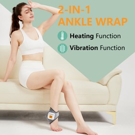 Cordless Ankle Massager with Heat, 6.7×5.5in Rechargeable Ankle Heating Pad with Foot Massager for Achilles Tendinitis and Plantar Fasciitis, 3 Vibration Mode, 3 Heat Level, Auto Shut Off(1PC)