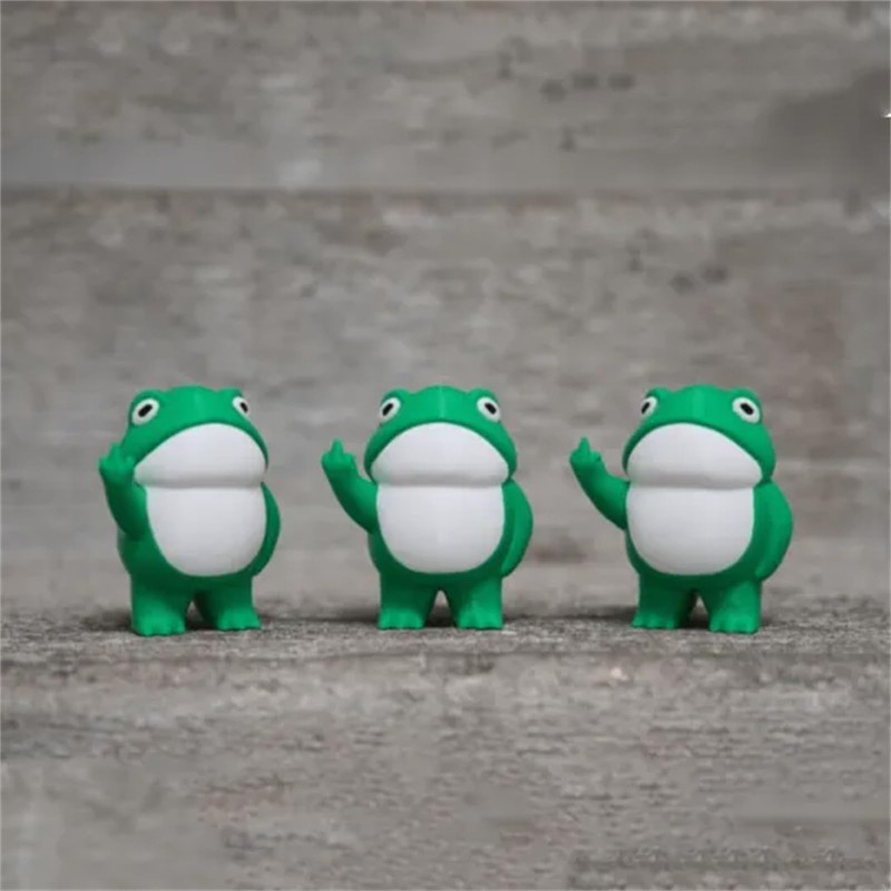 Jxueych Rebellious Frog Figurine, Tall 3.3 Inch, Cute Mini Frog
