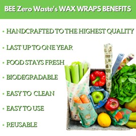Beeswax Wraps |UK HANDMADE |Random Colours | BEE Zero Waste| GOTS Organic cotton | reusable washable food storage (Pack of 4)