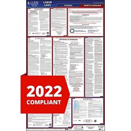 2022 North Carolina and Federal Labor Law Poster (English, NC State) - OSHA Compliant All-in-One Laminated Poster