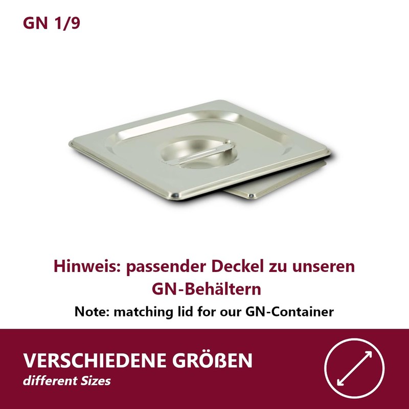 HOOZ GN 1/4 Lid without Spoon Cut-Out, Stainless Steel, Temperature