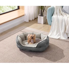 Arlee Cozy Oval Round Cuddler Pet Dog Bed - Memory Foam - Chew Resistant - Assembled USA, Medium/Large, Gray