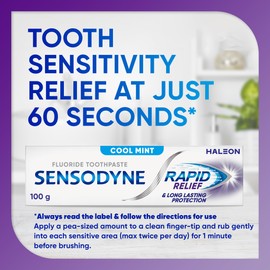 Sensodyne Rapid Relief Sensitive Toothpaste, Sensitive Teeth Toothpaste, Cool Mint, 100g