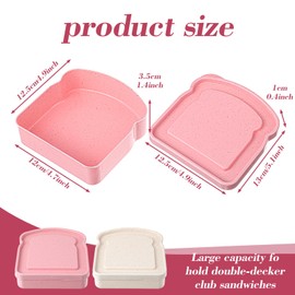 guduling 2 Pcs Plastic Sandwich Container,Sandwich Box Container,Reusable Sandwichs Containers,for Sandwiches, Fruits, Snacks,Prep Microwave (Pink and White)