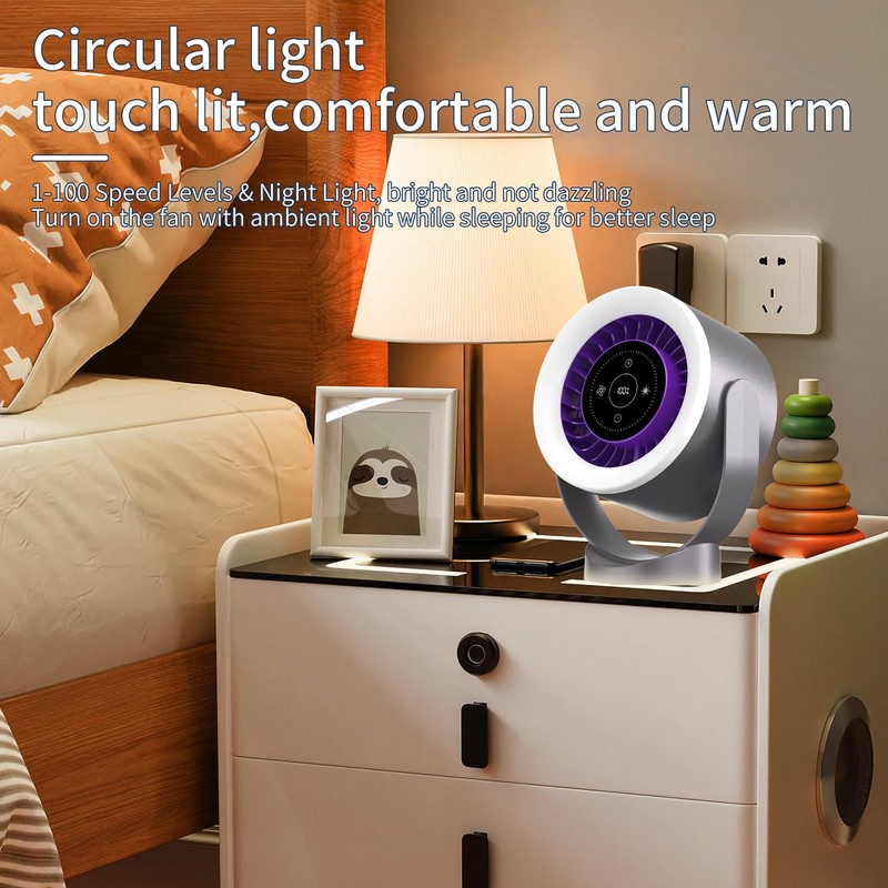 Desk Fan with LED Touch Screen & Ultra Quiet <35dB