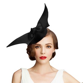 Lawliet Handmade Wool Felt Women Angel Wings Fascinator Hat Cocktail Party Show A194 (Black)
