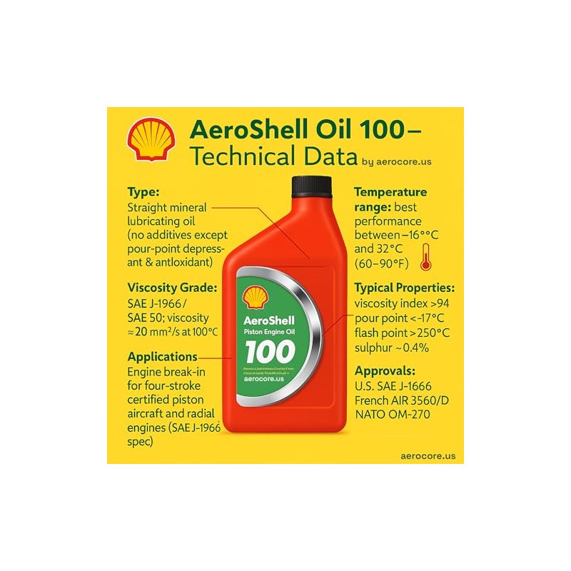 AEROSHELL OIL 100 MINERAL LUBRICATING OIL FOR AIRCRAFT PISTON ENGINES