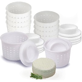 10 pcs Cheesemaking Kit with Piston Punched Сheese Maker Press Strainer Cheese Basic Cheese Mold 10 oz (300 ml)