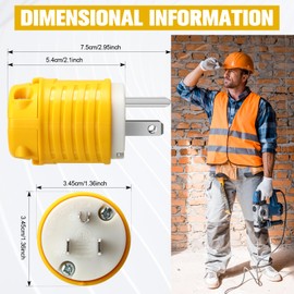 Sherr 16 Pcs Extension Cord Ends 15A 125V 2 Pole 3 Wire Heavy Duty Replacement Male Plug Female Connector Set 5-15P 5-15R Straight Blade Plug Grounding Type/ETL Listed (Male)