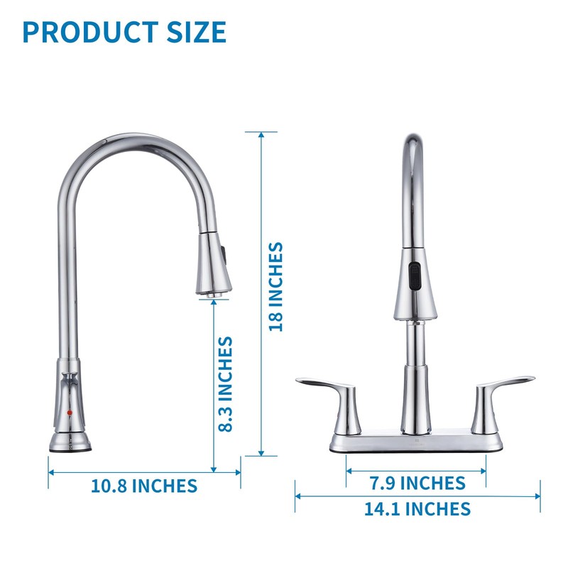 HOMELODY 2 Handles Kitchen Faucet with Pull Down Sprayer for