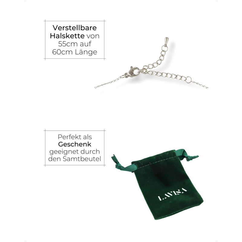LAVISA Obelisk Gemstone Necklace, Pendant, Real Crystal Chain, Rose Quartz