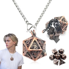 Snowtain 7 Pieces Mini DND Dice Set Made of Metal, Metal Dice Polyhedral Dice with Necklace and Key Ring, DND Dice Set Dice Set Suitable for Role Playing Games