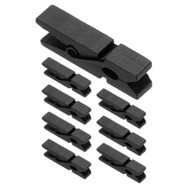 PATIKIL 1.4" Wooden Colored Clothes Pins, 50Pcs Mini Colorful Wooden Clothes Clips Strong Grip Photo Clips for Pictures Hanging Clothes Decorative Crafts, Black