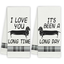 RPLCSPC Dachshund Kitchen Towel Set of 2, Cute Dish Hand Towels for Kitchen, Absorbent Quick Dry Dish Cloth, Funny New Home Housewarming Decor Gifts for Family Friends-B12