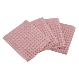 100% Cotton Waffle Kitchen Towel Set of 4 – Absorbent, Quick-Dry Dish Towels, Tea Towels (Powder Pink, 13x13 Inches)