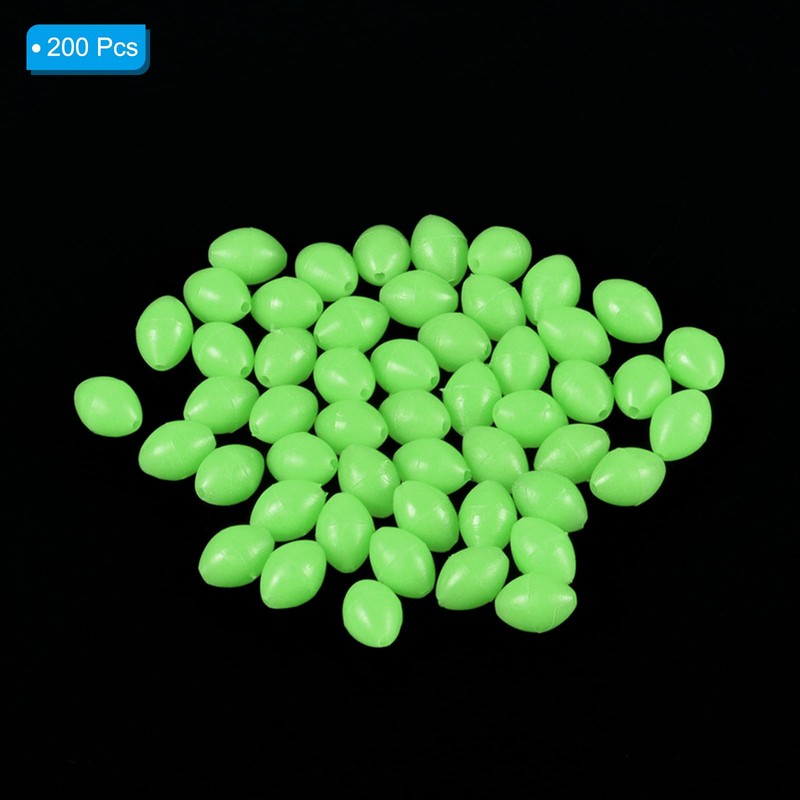 PATIKIL 8x6mm Glow Fishing Beads, 200Pcs Soft Plastic Oval Rubber