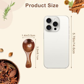 Hefild 2pcs Small Wooden Spoons, 3.2inch Small Wooden Spoons for Honey, Brown Mini Wood Teaspoons for Tiny Eating Ice Cream Jars Spice Condiments Tea Bath Salt Coffee Sugar Jam Mustard Seasoning