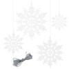 Geluode 40 Pcs Plastic White Snowflake Hanging Ornaments with 5m Silver String Rope for Christmas Tree Decorations Birthday Winner Xmas Party Decor