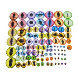 Julie Wang 100PCS/Pack Assorted Mixed Size Round Glass Dragon Eye Covered Cabochons for Doll Making and Jewelry Settings 6mm 8mm 12mm 18mm 25mm