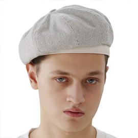 UNDERCONTROL French Artist Casual Adjustbale D Ring Strap Military Seersusker Logo Beret Hat Unisex Hunting Newsboy Cap (Stripe Black(Seersucker))