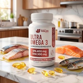 Ultra Omega 3 Nutrientes Vidalabs México Aceite de pescado Premium Alta Concentración 400 mg EPA Y 300 mg DHA, Apoyo A La Salud Del Corazón, Las Artic