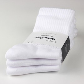 COTTON DAY Womens Soft Cotton Athletic Crew Socks All White Shoe Size 9-11