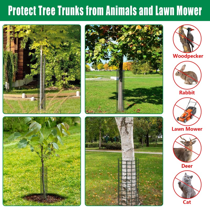 UQM 48 Inch Tree Trunk Protector, 12 Pcs Metal Tree