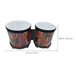Vaguelly Bongo Drum Set Wood Percussion Instrument Bongos with Wood Drumsticks for Kids and Adults