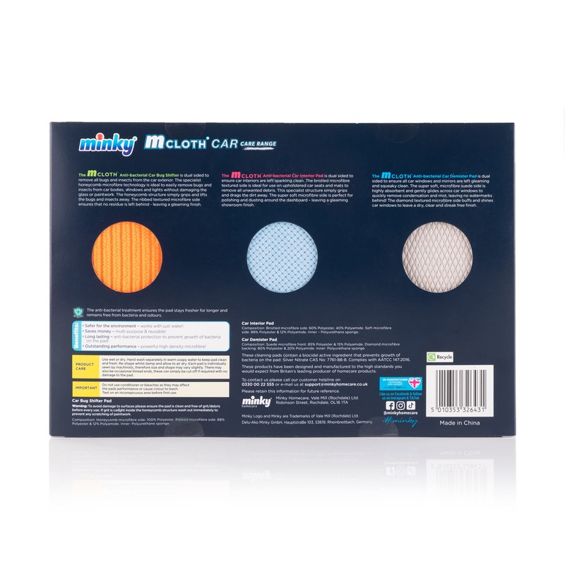Minky 3 Pack M Cloth Car Cleaning Kit | Microfibre
