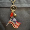 Popfizzy Rhinestone American Flag Keychain for Women, USA Keychain, Patriotic