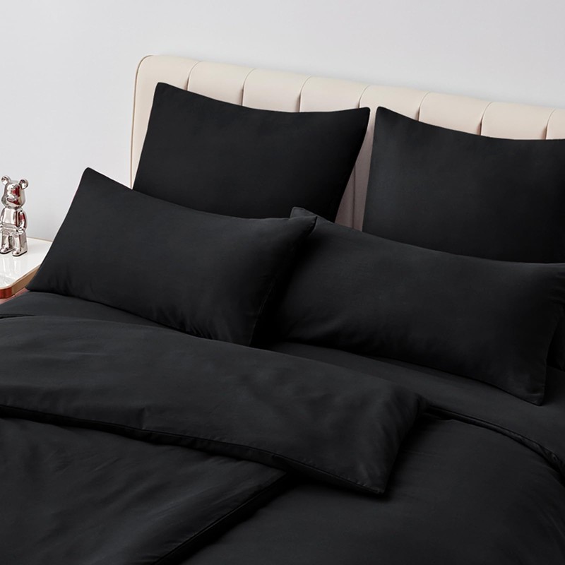 Aisbo Pillowcase, 40 x 80 cm, Set of 2, Black,