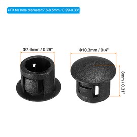 PATIKIL Hole Plugs Plastic, 50 Pcs 8mm(5/16") Screw Bumper Hole Plug Flush Snap Type Round Hole Cover Caps for Round Holes Cabinet Furniture Kitchen, Black