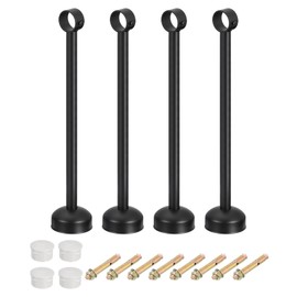 uxcell 4 Set Ceiling Mount Curtain Rod Bracket, Fit 32mm/1.26" Pipe Length 400mm/15.75" Stainless Steel Curtain Rod Hooks Hangers for Walls Wardrobe Pipe Curtain Pipe, Black