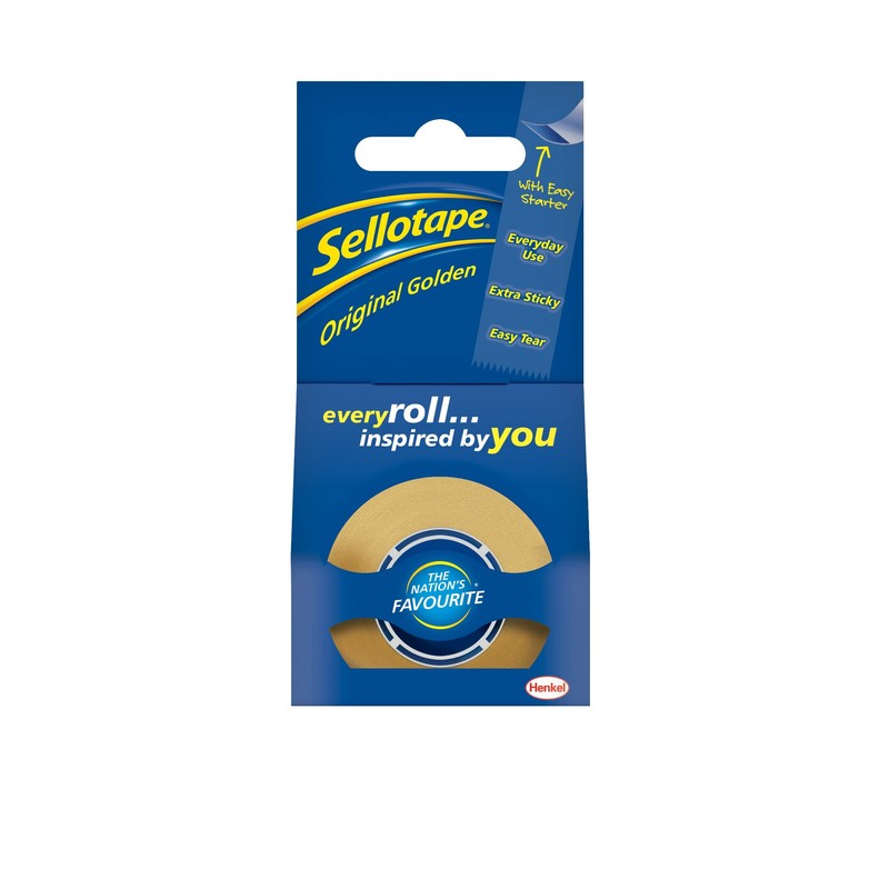 Sellotape Original Golden Tape Roll Non-static Easy-tear Retail Pack 18mmx25m