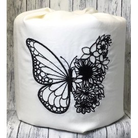 BeachcraftersEMB Floral Butterfly Embroidered Decorative Toilet Paper Wrap - Bathroom Decor