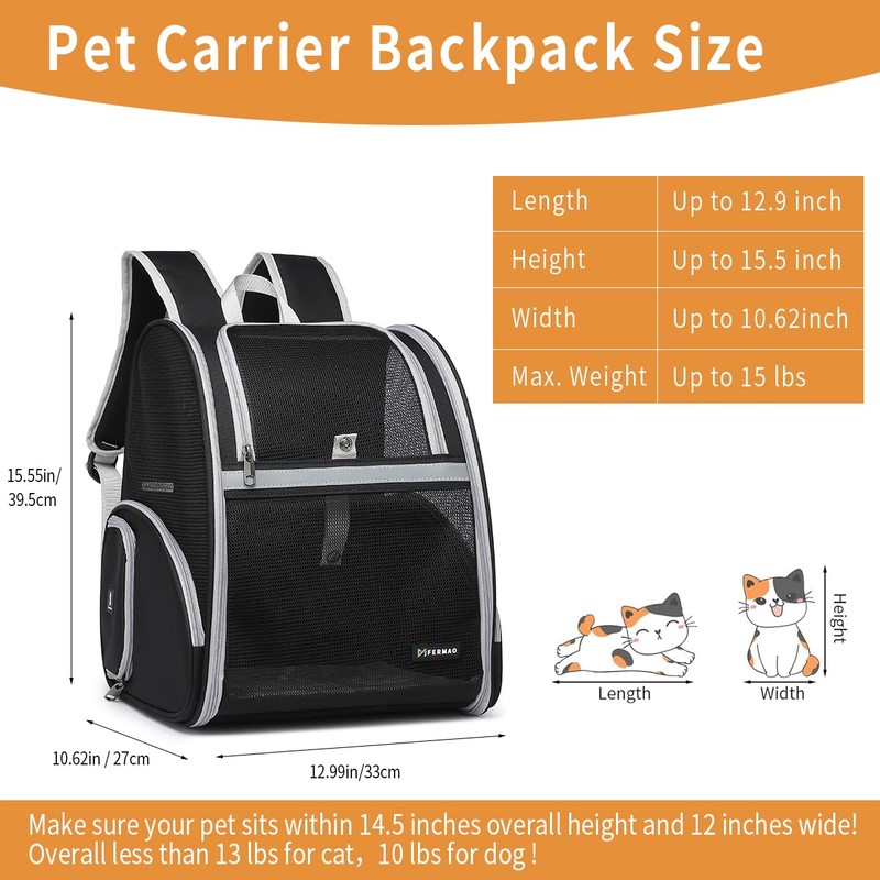 Cat Backpack Carrier for Small Dogs and Medium cat Puppy
