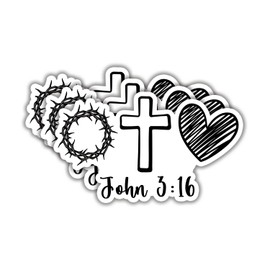 (3pcs) Christian Sticker Bible Verse John 3:16 Jesus Vinyl Decal Inspirational Quotes Stickers for Tumbler Books Laptops Phonecase Water Bottles Kindles Car -Size 3x1.9