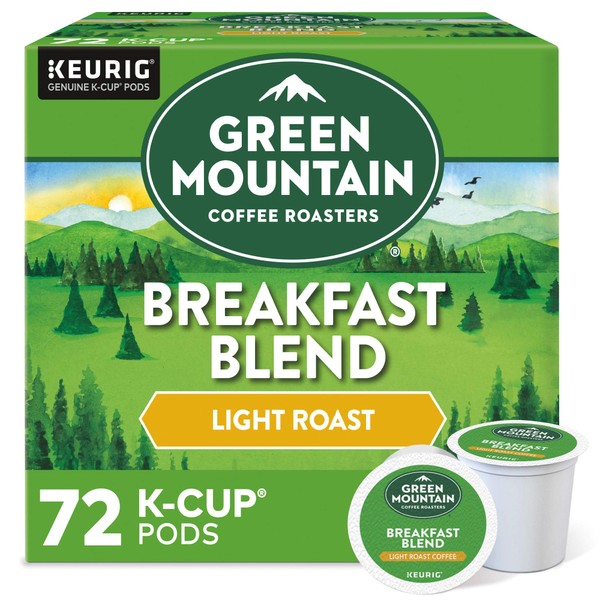 Green Mountain Coffee Roasters Breakfast Blend, Single-Serve Keurig K-Cup Pods, Light Roast Coffee Pods, 72 Count