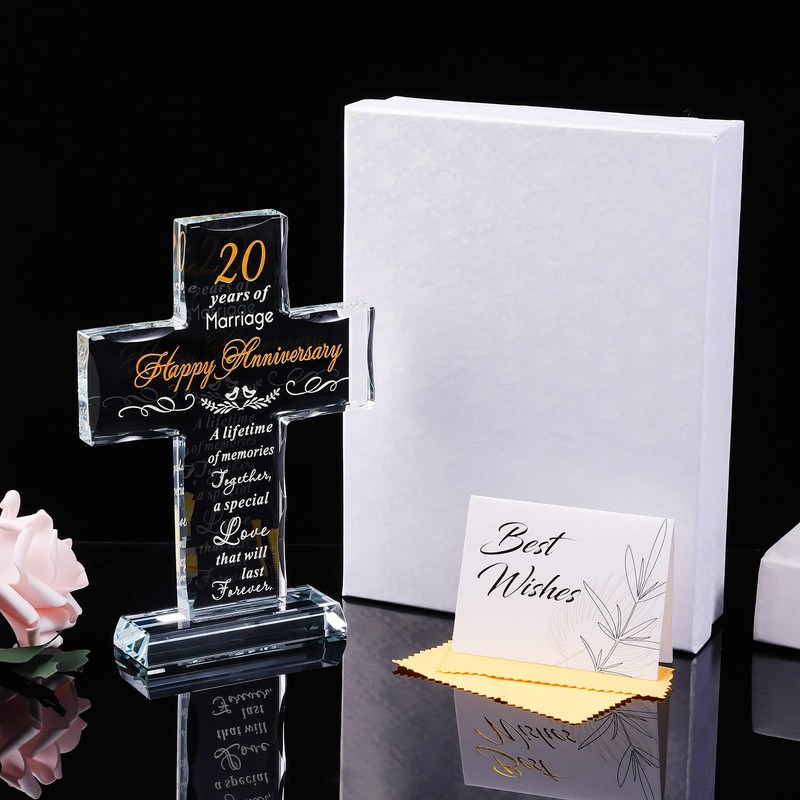 YWHL 20th Anniversary Religious Gifts for Couple, Laser Engraved Glass