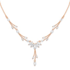 CERSLIMO Jewellery Set Silver/Gold/Rose Gold, Wedding Bridal Jewellery Set 5A Cubic Zirconia Chain Bracelet Earrings White Gold Plated Jewellery Set for Bride with Gift Box Gifts Women Ladies, Rose