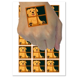 Dog Staring Out Window Temporary Tattoo Water Resistant Fake Body Art Set Collection - 54 1" Tattoos (1 Sheet)