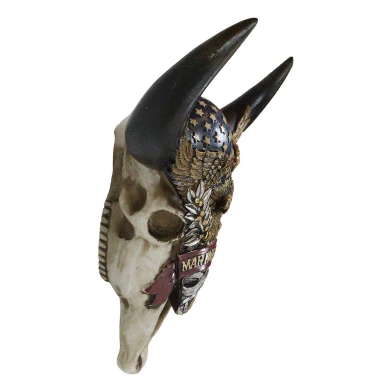 Western Patriotic Bull Cow Skull W/ American Flag Bald Eagle